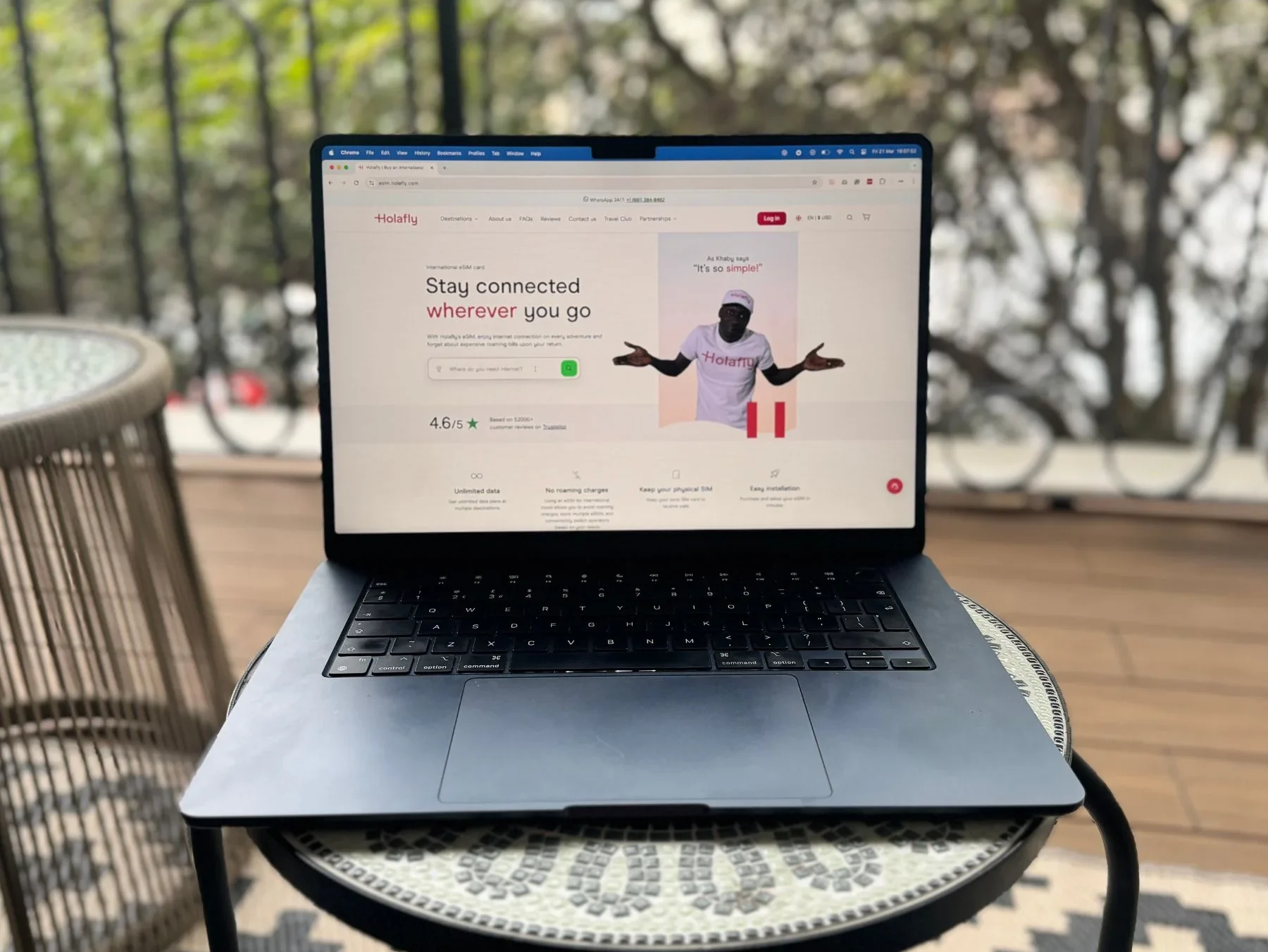 Holafy travel esim open on a Laptop one