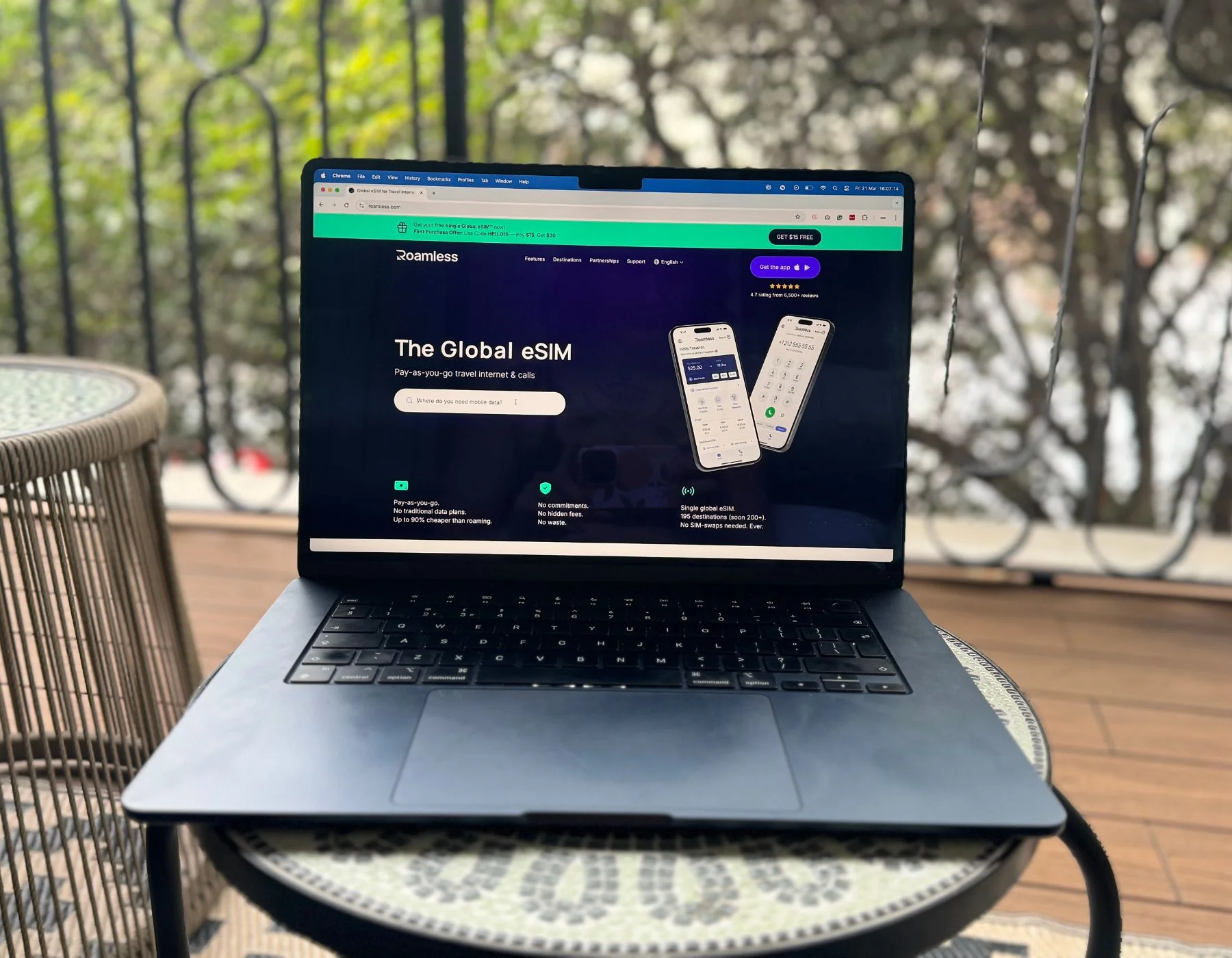 Getnomad travel esim  website open on a Laptop